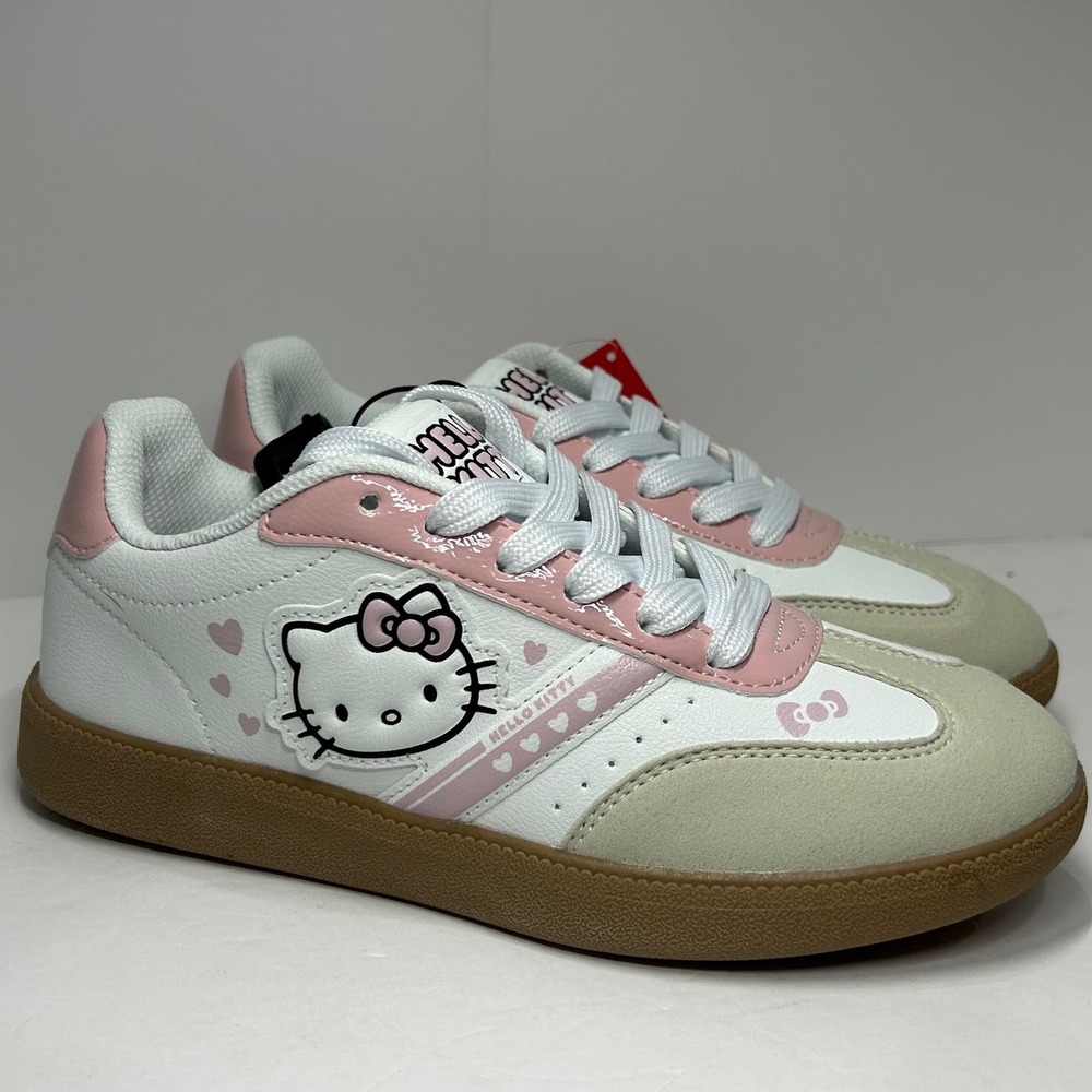 Hello Kitty Sanrio Women White Pink Low Top Sneakers Size 6 Cute Court NEW